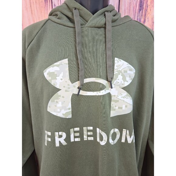 Under Armour Freedom Hoodie 3XL Loose Fit Green Camouflage Logo - Picture 3 of 8